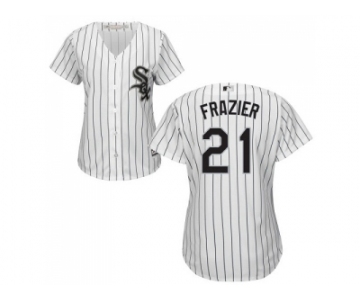 Women's Chicago White Sox #21 Todd Frazier White(Black Strip) Home Stitched MLB Jersey