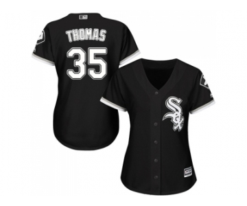 Women's Chicago White Sox #35 Frank Thomas Black Alternate Stitched MLB Jersey