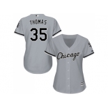 Women's Chicago White Sox #35 Frank Thomas Grey Road Stitched MLB Jersey