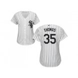 Women's Chicago White Sox #35 Frank Thomas White(Black Strip) Home Stitched MLB Jersey