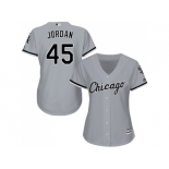 Women's Chicago White Sox #45 Michael Jordan Grey Road Stitched MLB Jersey