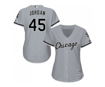 Women's Chicago White Sox #45 Michael Jordan Grey Road Stitched MLB Jersey