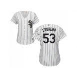 Women's Chicago White Sox #53 Melky Cabrera White(Black Strip) Home Stitched MLB Jersey