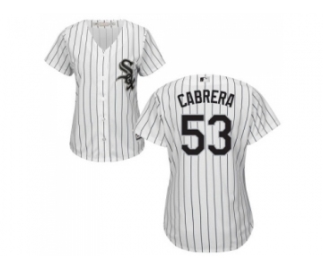 Women's Chicago White Sox #53 Melky Cabrera White(Black Strip) Home Stitched MLB Jersey