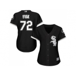 Women's Chicago White Sox #72 Carlton Fisk Black Alternate Stitched MLB Jersey