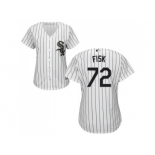 Women's Chicago White Sox #72 Carlton Fisk White(Black Strip) Home Stitched MLB Jersey