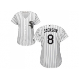 Women's Chicago White Sox #8 Bo Jackson White(Black Strip) Home Stitched MLB Jersey