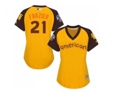 Women's Majestic Chicago White Sox #21 Todd Frazier Authentic Yellow 2016 All-Star American League BP Cool Base MLB Jersey