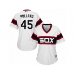 Women's Majestic Chicago White Sox #45 Derek Holland Authentic White 2013 Alternate Home Cool Base MLB Jersey