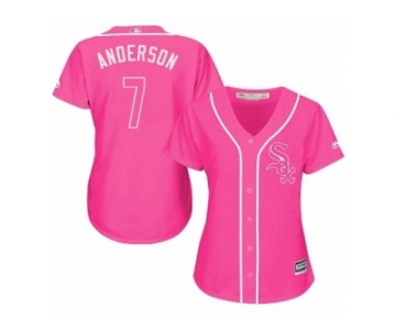 Women's Majestic Chicago White Sox #7 Tim Anderson Replica Pink Fashion Cool Base MLB Jersey