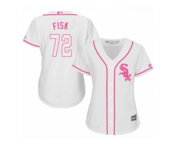 Women's Majestic Chicago White Sox #72 Carlton Fisk Authentic White Fashion Cool Base MLB Jersey