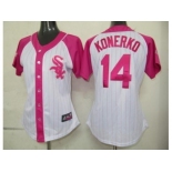 women mlb chicago white sox #14 konerko white pink[2012]