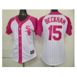 women mlb chicago white sox #15 beckham white pink[2012]