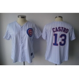 MLB Women Jerseys Chicago Cubs #13 castro White[blue strip]