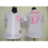 MLB Women Jerseys Chicago Cubs #17 Garza White[Pink strip]