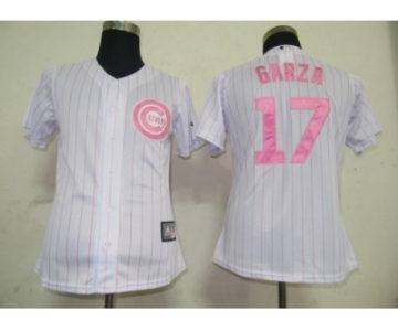 MLB Women Jerseys Chicago Cubs #17 Garza White[Pink strip]