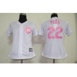 MLB Women Jerseys Chicago Cubs #22 Pena White[Pink strip]