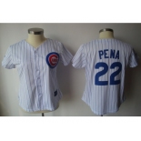 MLB Women Jerseys Chicago Cubs #22 pena White[blue strip]