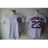 MLB Women Jerseys Chicago Cubs #23 sandberg White[blue strip]