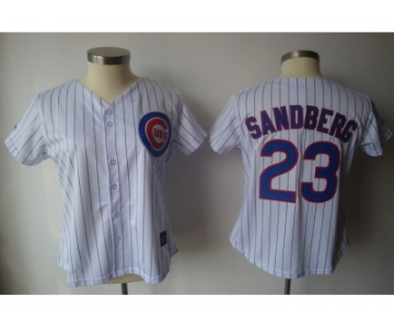 MLB Women Jerseys Chicago Cubs #23 sandberg White[blue strip]