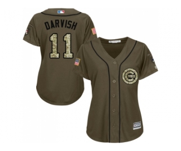 Women Chicago Cubs #11 Yu Darvish Green Salute to Service Stitched MLB Jersey