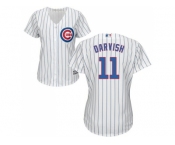 Women Chicago Cubs #11 Yu Darvish White(Blue Strip) Home Stitched MLB Jersey