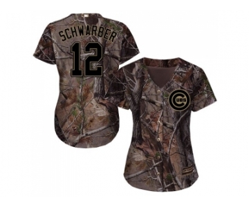 Women Chicago Cubs #12 Kyle Schwarber Camo Realtree Collection Cool Base Stitched MLB Jersey