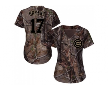 Women Chicago Cubs #17 Kris Bryant Camo Realtree Collection Cool Base Stitched MLB Jersey