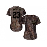 Women Chicago Cubs #23 Ryne Sandberg Camo Realtree Collection Cool Base Stitched MLB Jersey