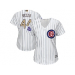 Women Chicago Cubs #44 Anthony Rizzo White 2017 Gold Program Cool Base Stitched MLB Jersey