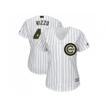 Women Chicago Cubs #44 Anthony Rizzo White(Blue Strip) 2018 Memorial Day Cool Base Stitched MLB Jersey