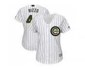 Women Chicago Cubs #44 Anthony Rizzo White(Blue Strip) 2018 Memorial Day Cool Base Stitched MLB Jersey