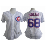 Women Cubs #68 Jorge Soler White(Blue Strip) Fashion Stitched Baseball