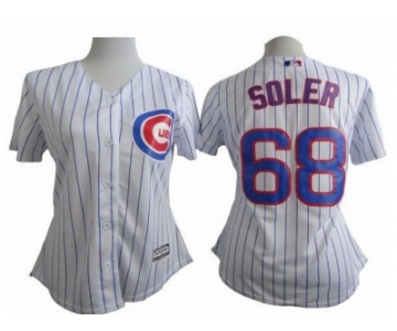 Women Cubs #68 Jorge Soler White(Blue Strip) Fashion Stitched Baseball