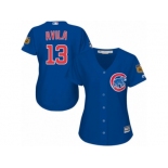 Women Majestic Chicago Cubs #13 Alex Avila Authentic Royal Blue Alternate MLB Jersey