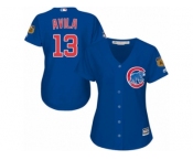 Women Majestic Chicago Cubs #13 Alex Avila Authentic Royal Blue Alternate MLB Jersey