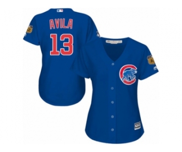 Women Majestic Chicago Cubs #13 Alex Avila Authentic Royal Blue Alternate MLB Jersey