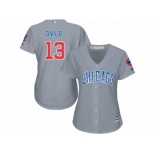 Women Majestic Chicago Cubs #13 Alex Avila Replica Grey Road MLB Jersey