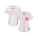 Women Majestic Chicago Cubs #13 Alex Avila Replica White Fashion MLB Jersey