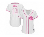 Women Majestic Chicago Cubs #13 Alex Avila Replica White Fashion MLB Jersey