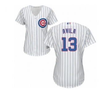 Women Majestic Chicago Cubs #13 Alex Avila Replica White Home Cool Base MLB Jersey