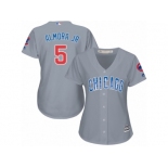 Women Majestic Chicago Cubs #5 Albert Almora Jr Authentic Grey Road MLB Jersey