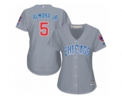 Women Majestic Chicago Cubs #5 Albert Almora Jr Authentic Grey Road MLB Jersey