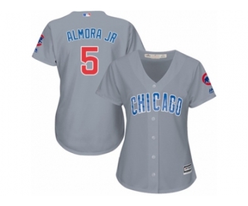 Women Majestic Chicago Cubs #5 Albert Almora Jr Authentic Grey Road MLB Jersey