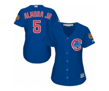 Women Majestic Chicago Cubs #5 Albert Almora Jr Replica Royal Blue Alternate MLB Jersey