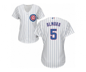 Women Majestic Chicago Cubs #5 Albert Almora Jr Replica White Home Cool Base MLB Jersey