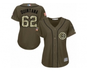 Women Majestic Chicago Cubs #62 Jose Quintana Authentic Green Salute to Service MLB Jersey