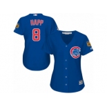 Women Majestic Chicago Cubs #8 Ian Happ Authentic Royal Blue Alternate MLB Jersey