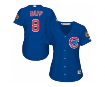 Women Majestic Chicago Cubs #8 Ian Happ Authentic Royal Blue Alternate MLB Jersey