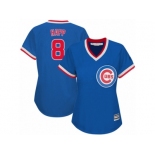 Women Majestic Chicago Cubs #8 Ian Happ Replica Royal Blue Cooperstown MLB Jersey